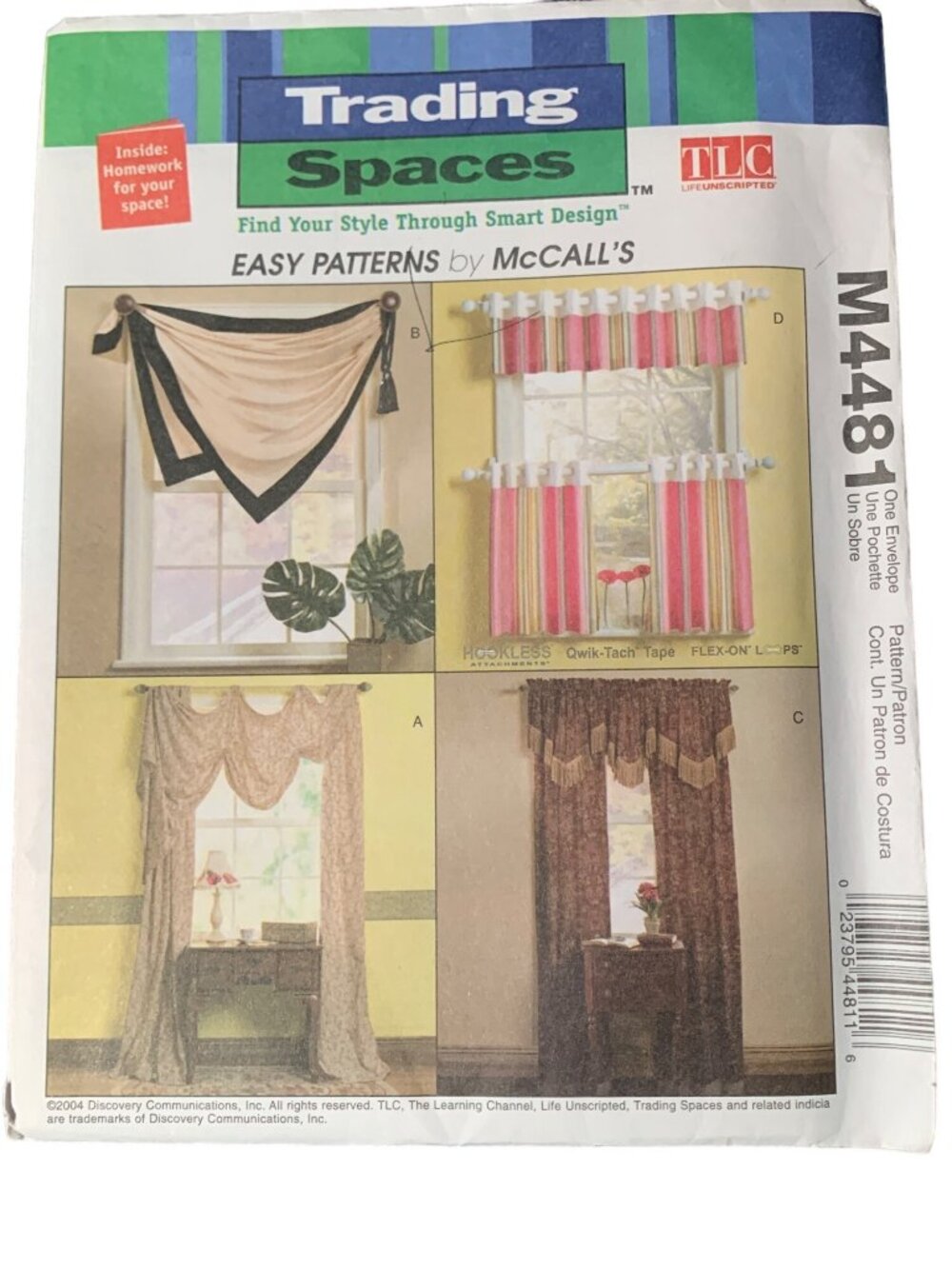 McCall's Trading Spaces M4481 Easy Curtain Patterns Home Decor Sewing Uncut